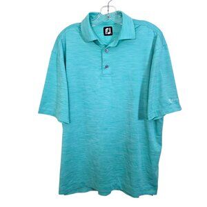 FootJoy Shirt Mens L Large Aqua Green Heathered Golf Polo Performance Activewear